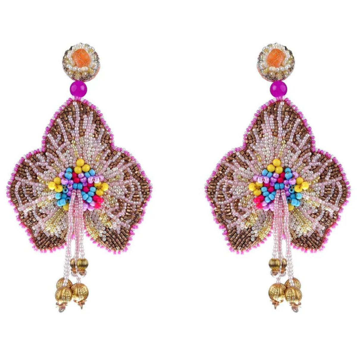 The Jaipur Bloom – Hand-Embroidered Floral Statement Earrings