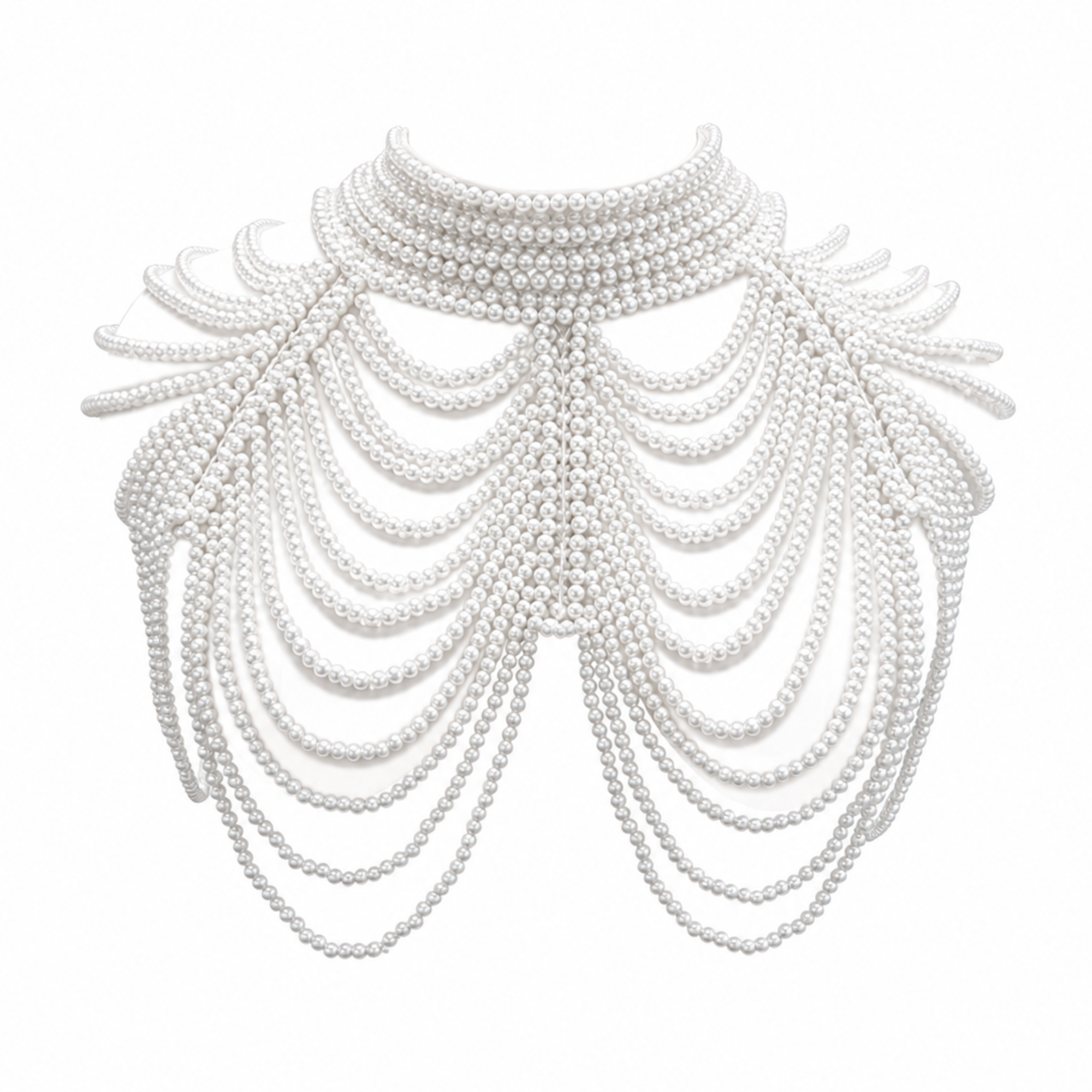 The "Pearl Cascade" Beaded Cape, Art Deco Capelet, White