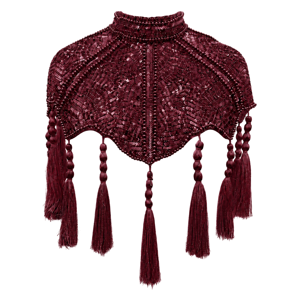 The Red Mahogany Empress Tassel Capelet