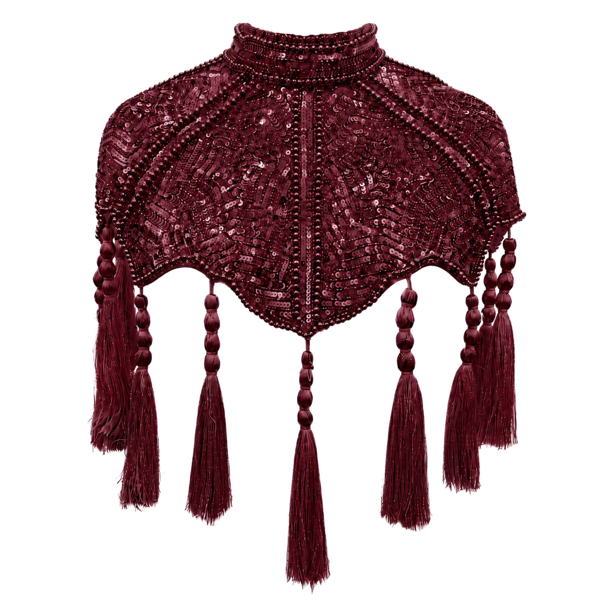 The Red Mahogany Empress Tassel Capelet