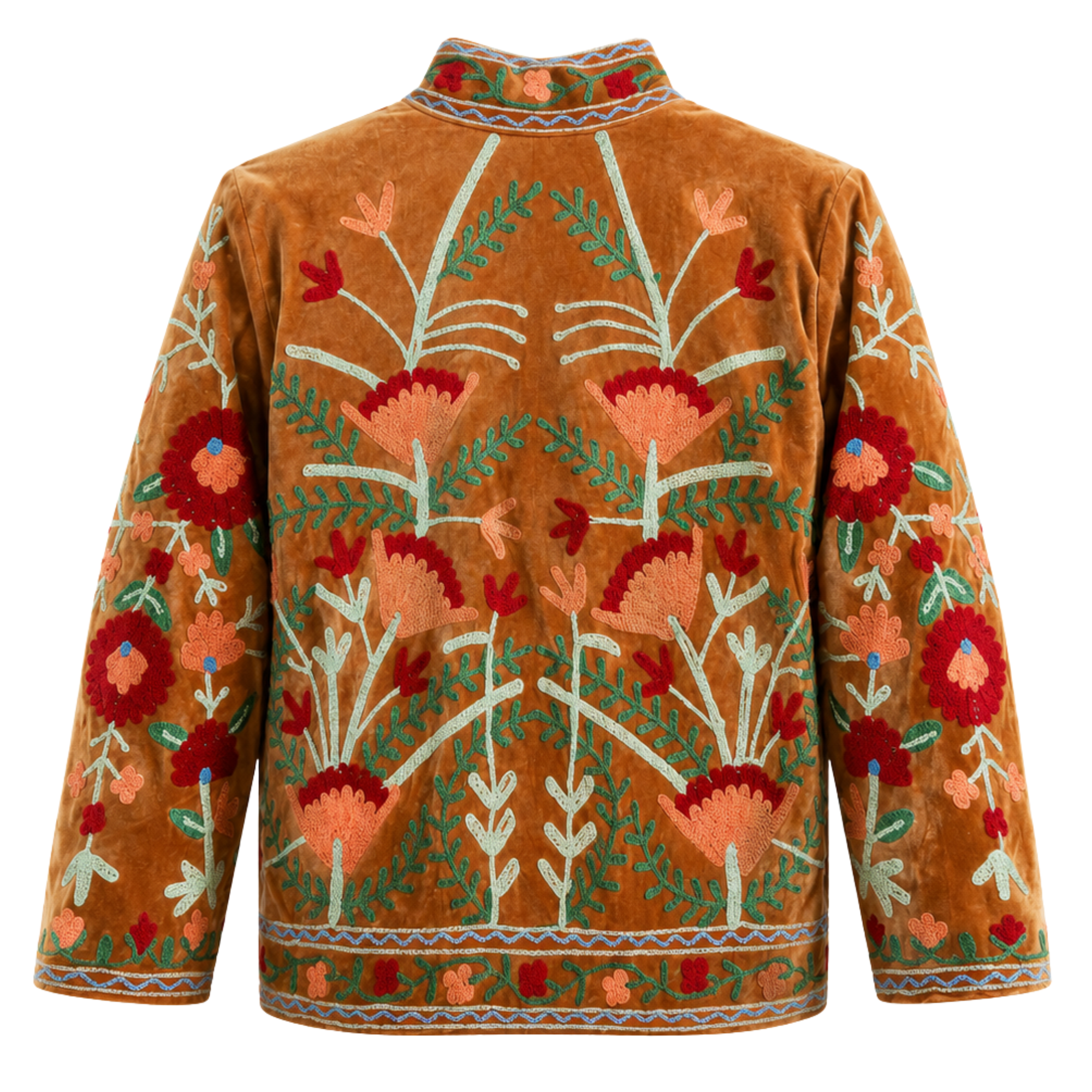 Saffron Wildflower Embroidered Cotton Velvet Jacket