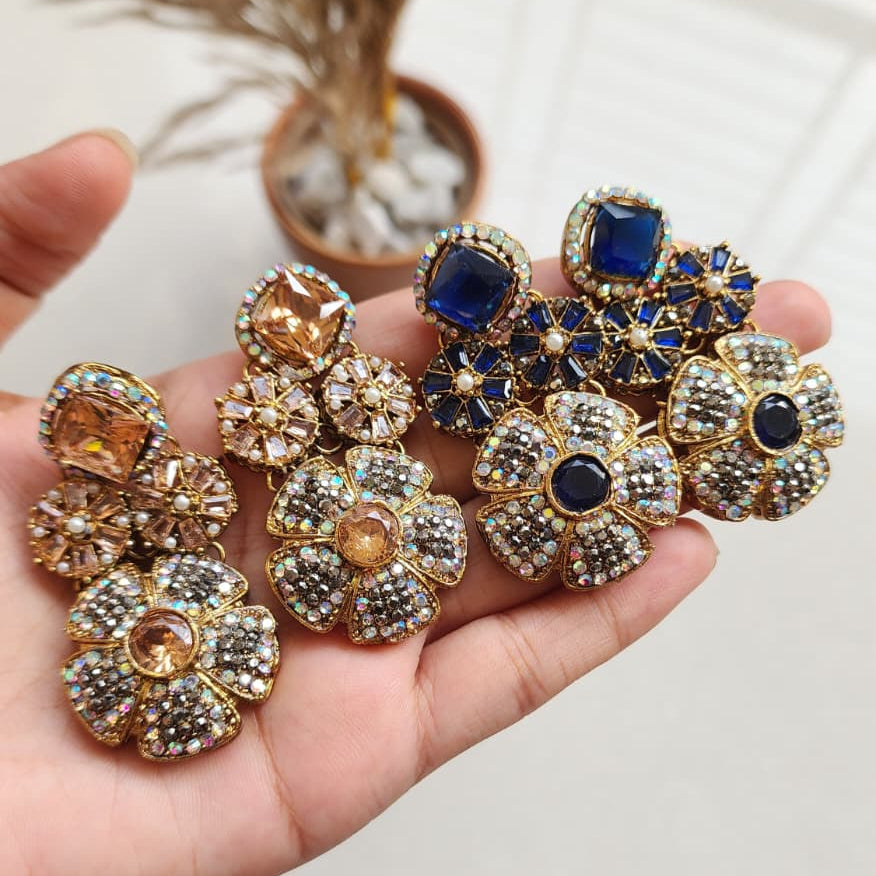 Turkish Flower Rhinestone Earring