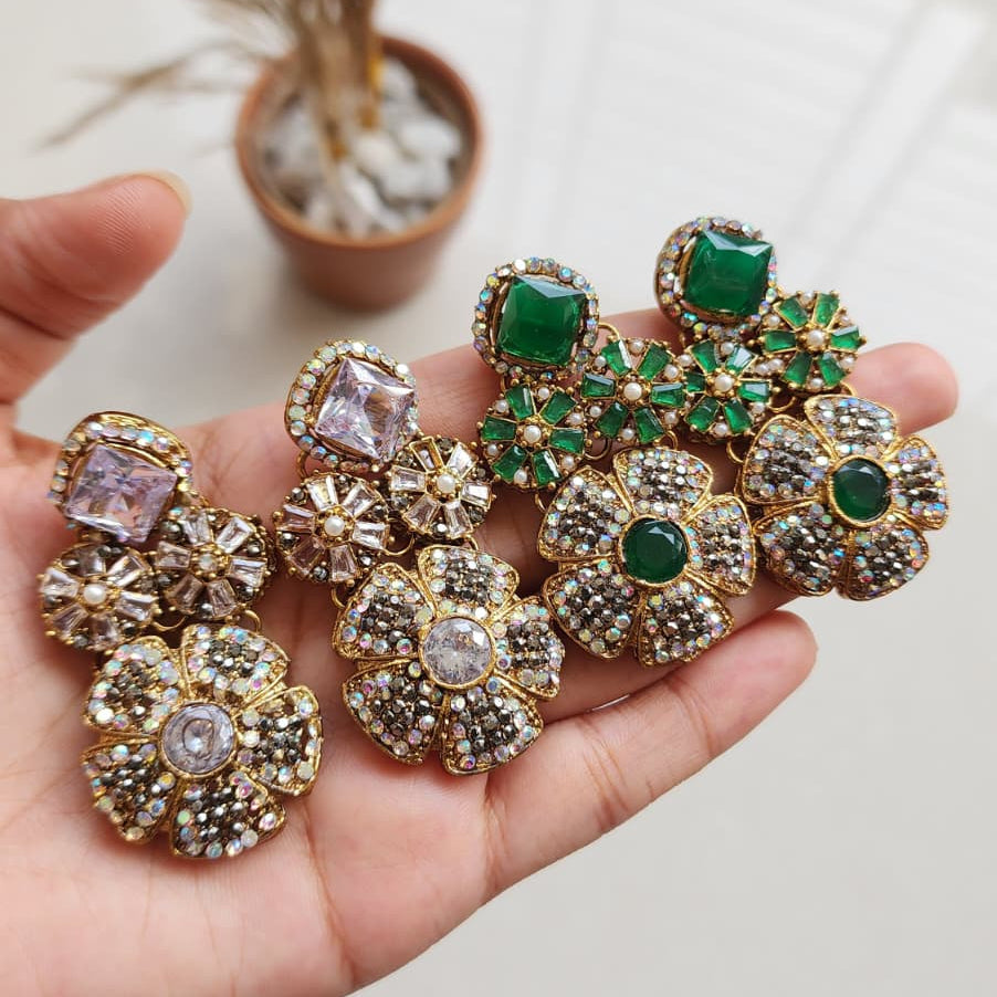 Turkish Flower Rhinestone Earring