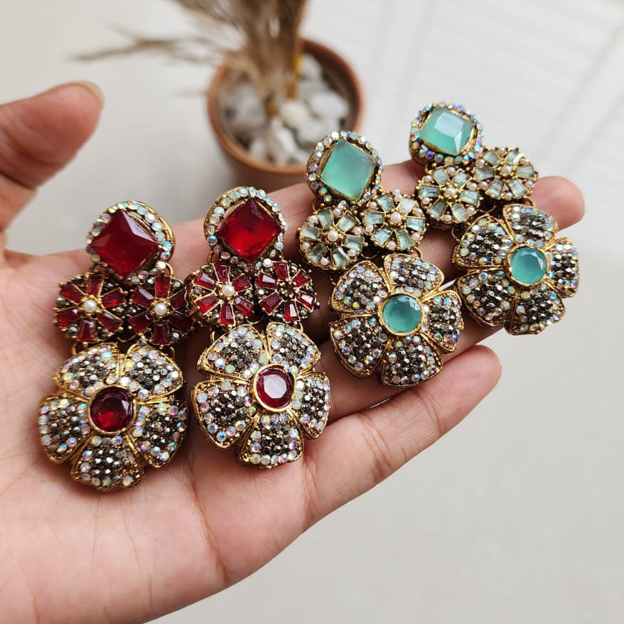 Turkish Flower Rhinestone Earring