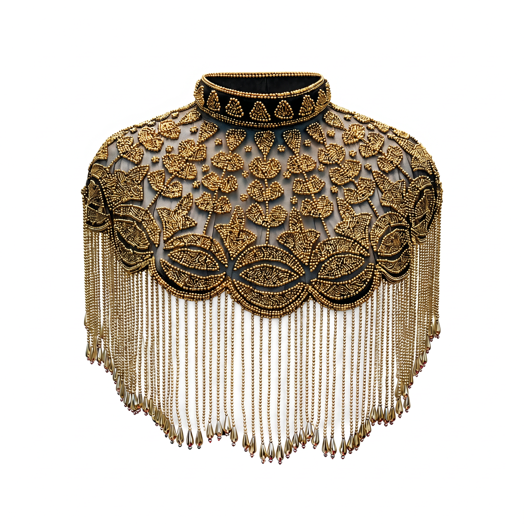 The "Gilded Sultana" Beaded Fringe Cape