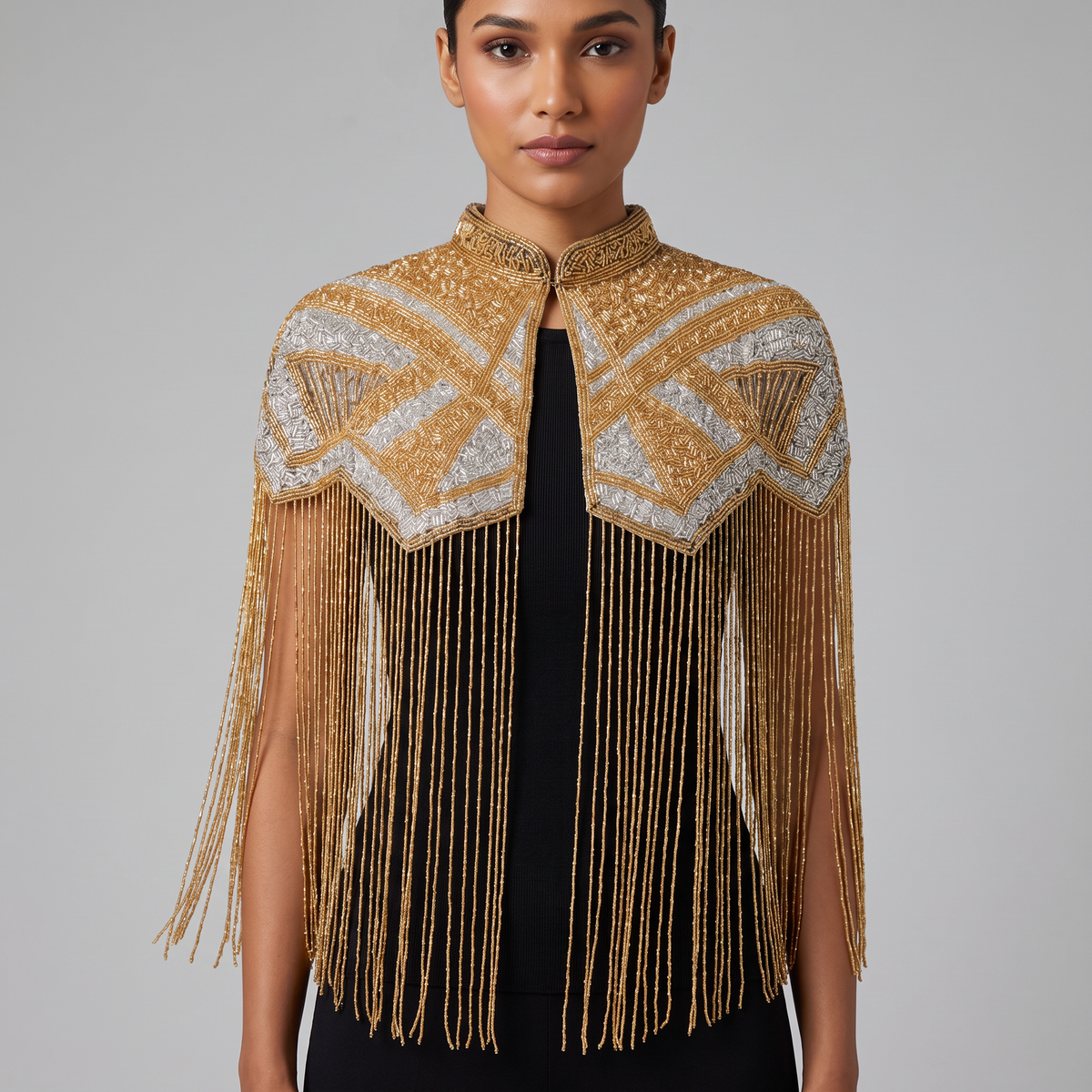 The "Regent" Beaded Fringe Cape, Art Deco Capelet