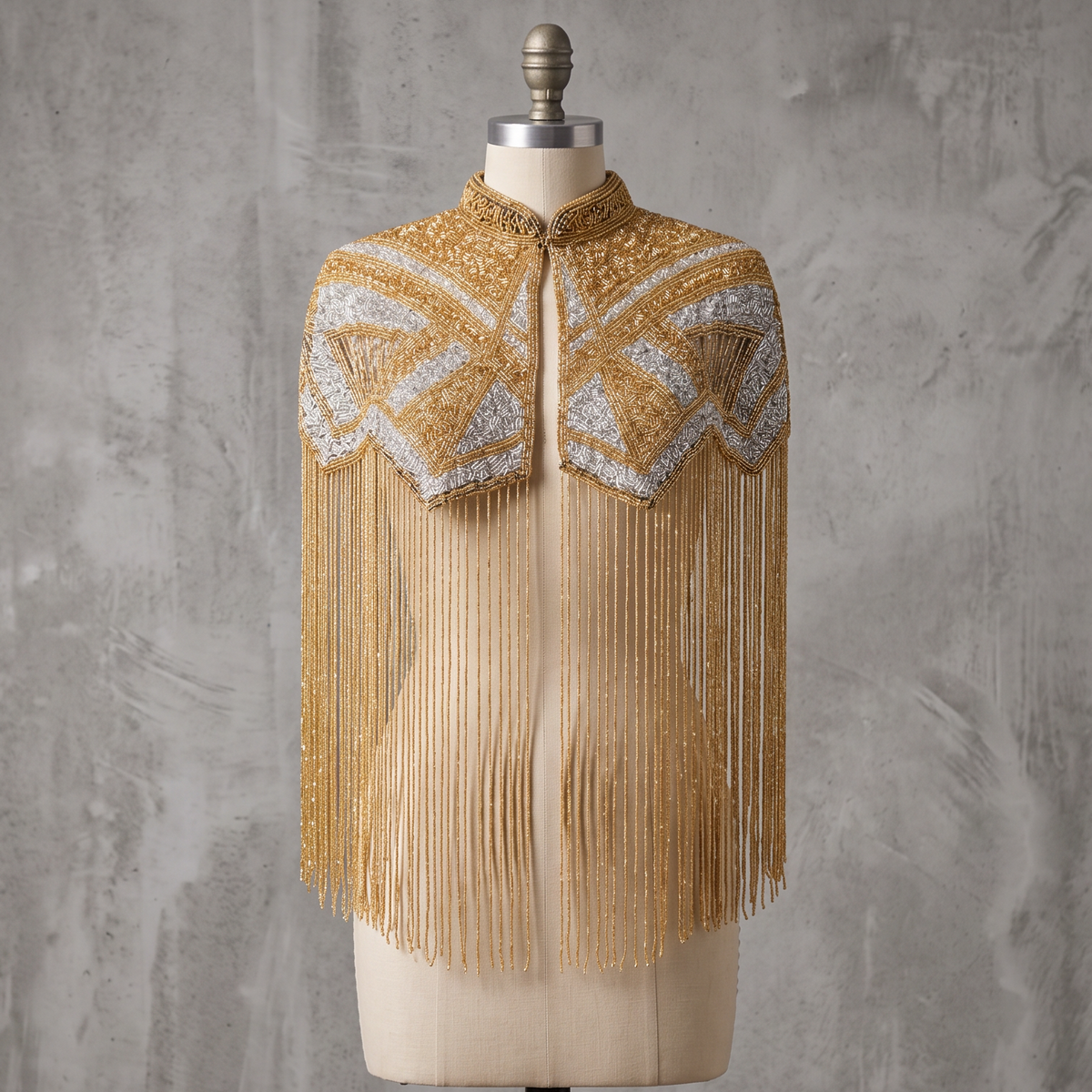 The "Regent" Beaded Fringe Cape, Art Deco Capelet