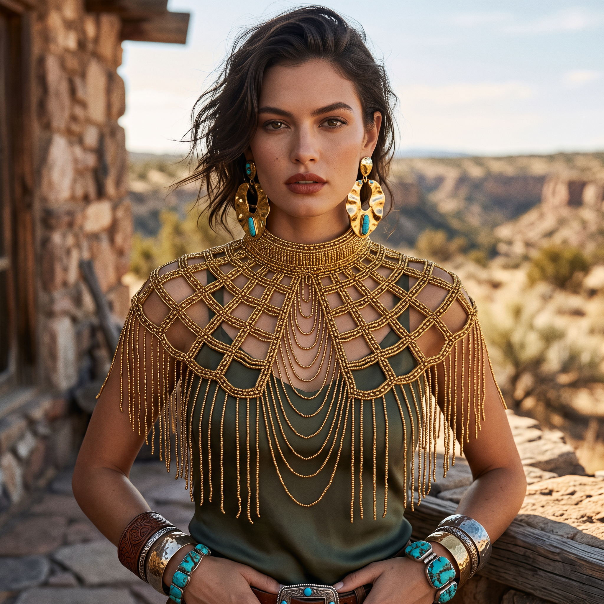 Golden Lattice Beaded Capelet
