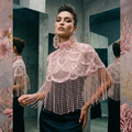 Rosé Reverie Beaded Capelet, Fringe Cape
