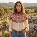 The "Rosaline" Beaded Fringe Cape, Red & Gold