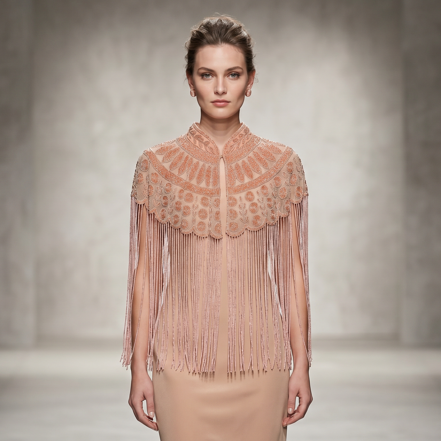 The "Beaded Blush" Fringe Cape