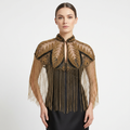 Palm Royale Beaded Capelet, Black & Gold