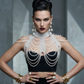 The "Pearl Cascade" Beaded Cape, Art Deco Capelet, White