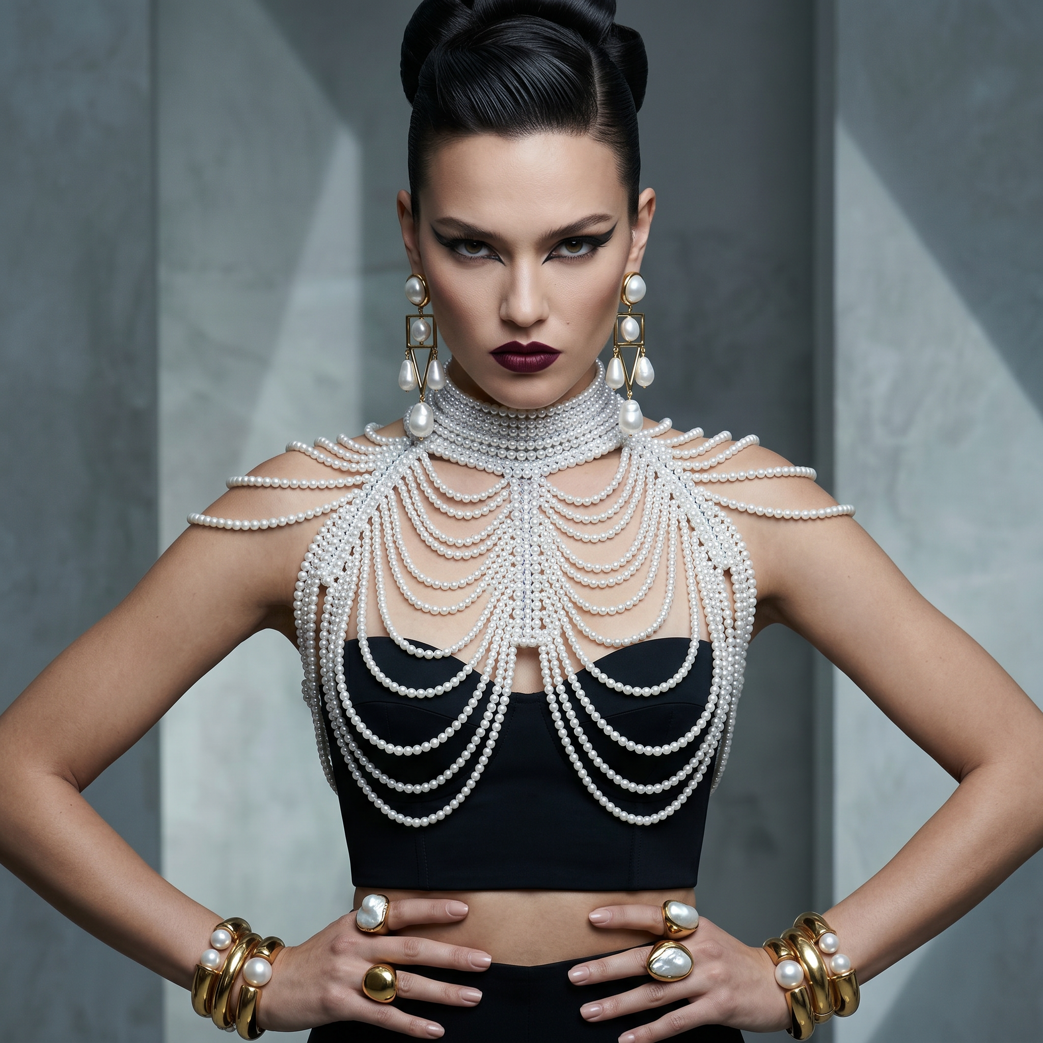The "Pearl Cascade" Beaded Cape, Art Deco Capelet, White