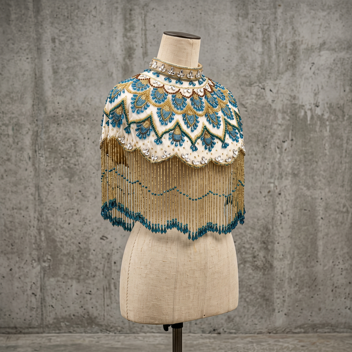 The "Azure Palace" Cape, Blue & Gold Capelet