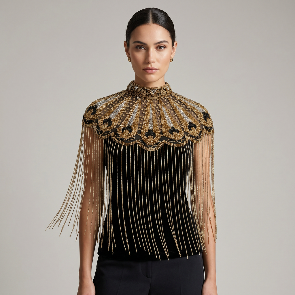 The "Zahara" Beaded Fringe Cape