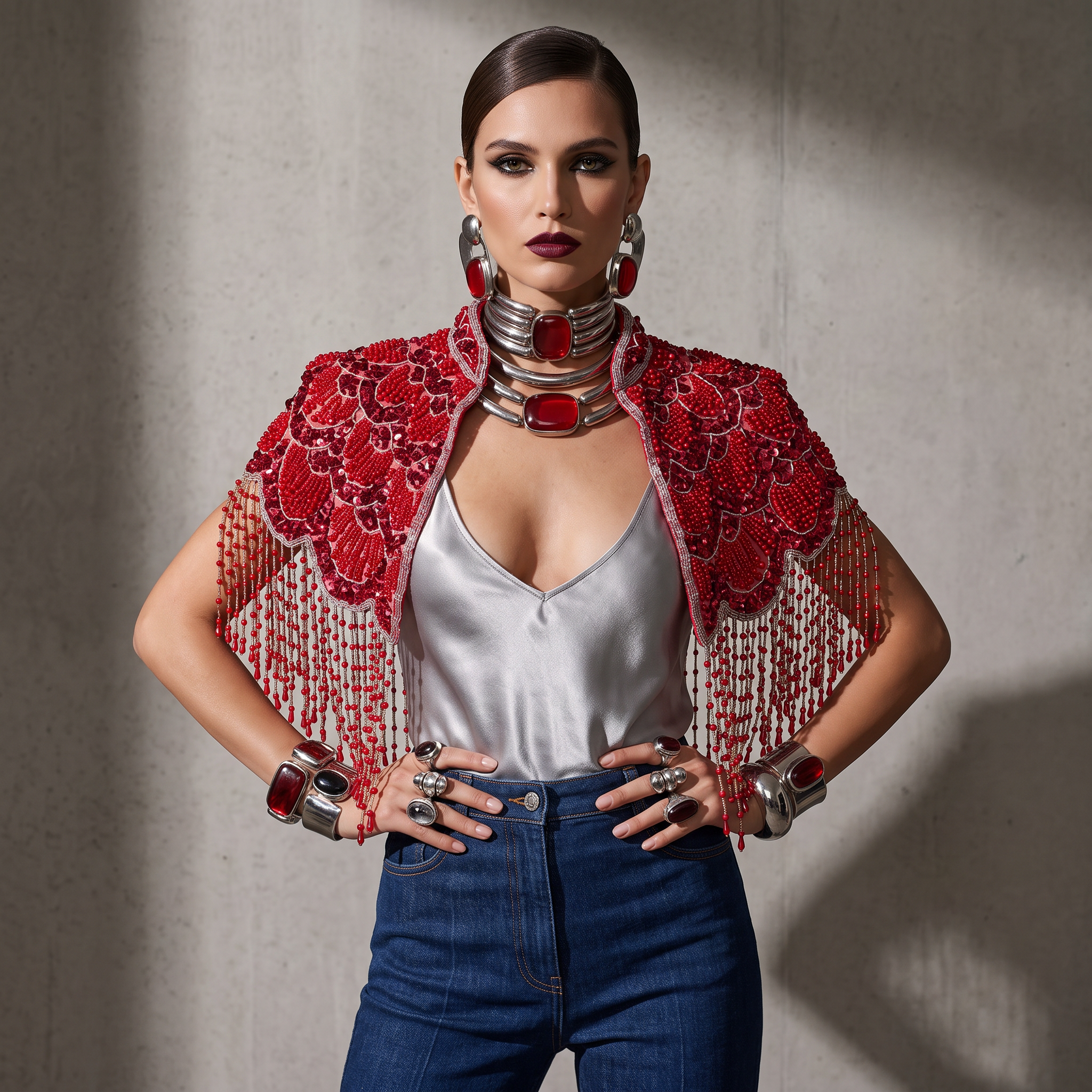 Rouge Royale Hand-Beaded Capelet