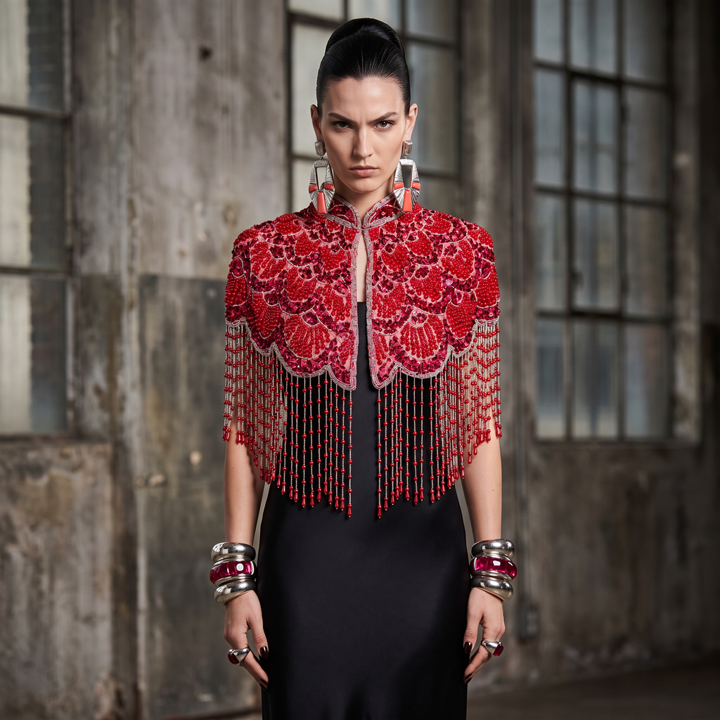 Rouge Royale Hand-Beaded Capelet