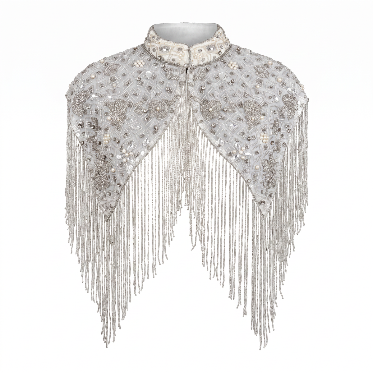 The Solara | Hand-Beaded Fringe Capelet — Black, Red, Silver & Gold