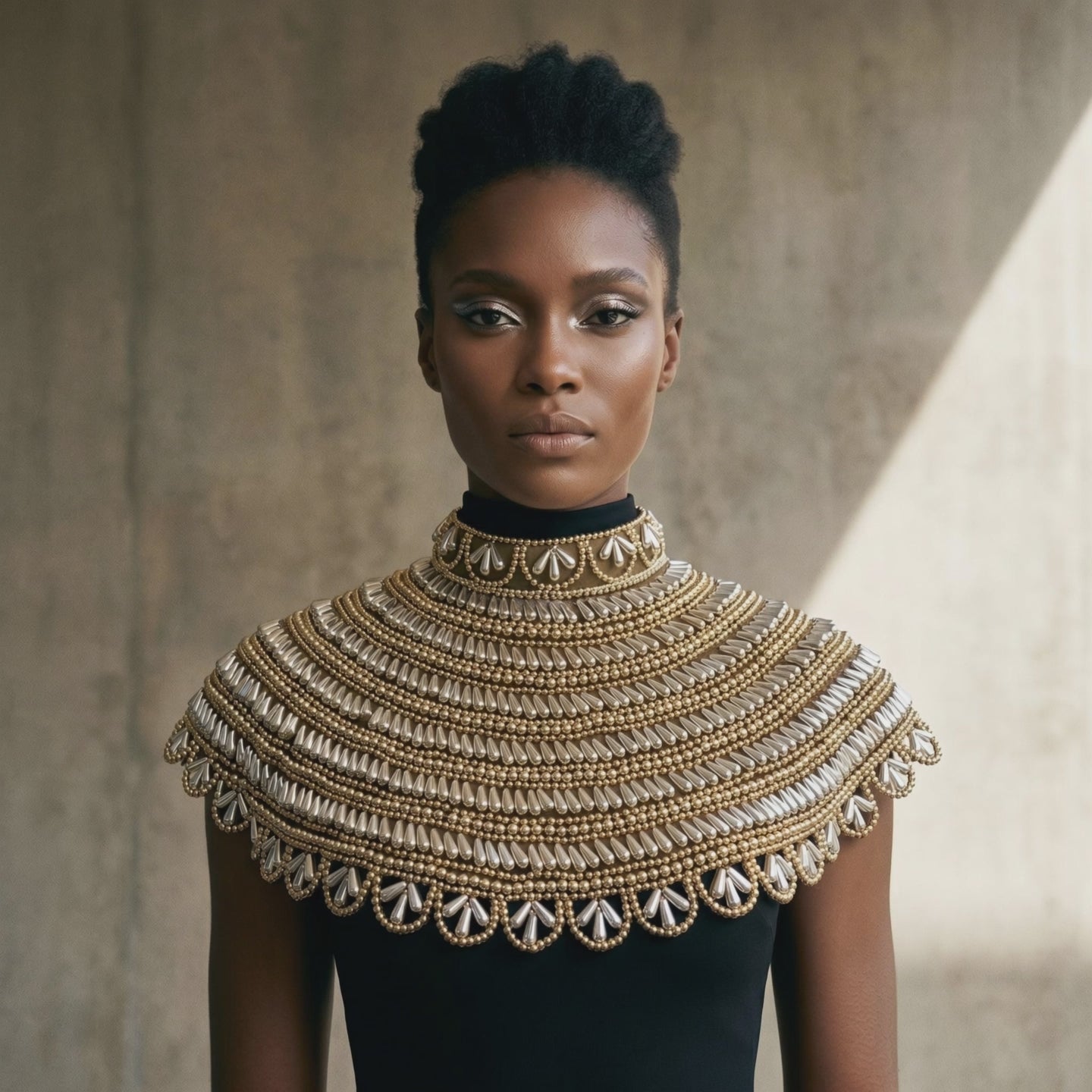 Sovereign Gold Beaded Collar Capelet