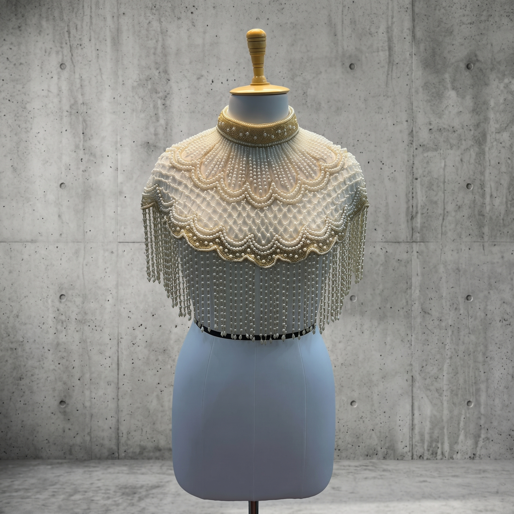 The Margaux | Pearl & Gold Beaded Fringe Capelet