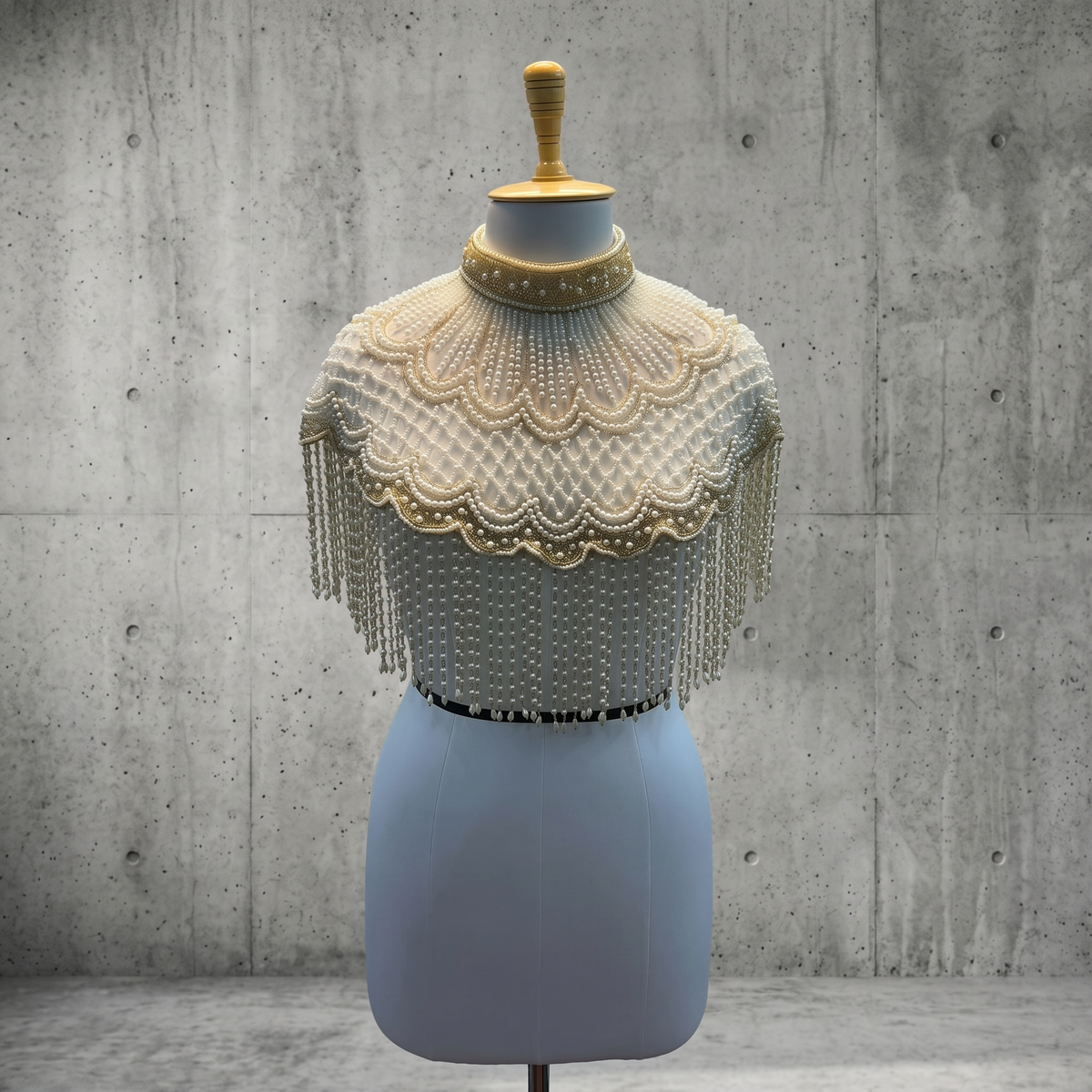 The Margaux | Pearl & Gold Beaded Fringe Capelet