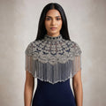 The "Silver Bazaar" Beaded Fringe Cape, Silver