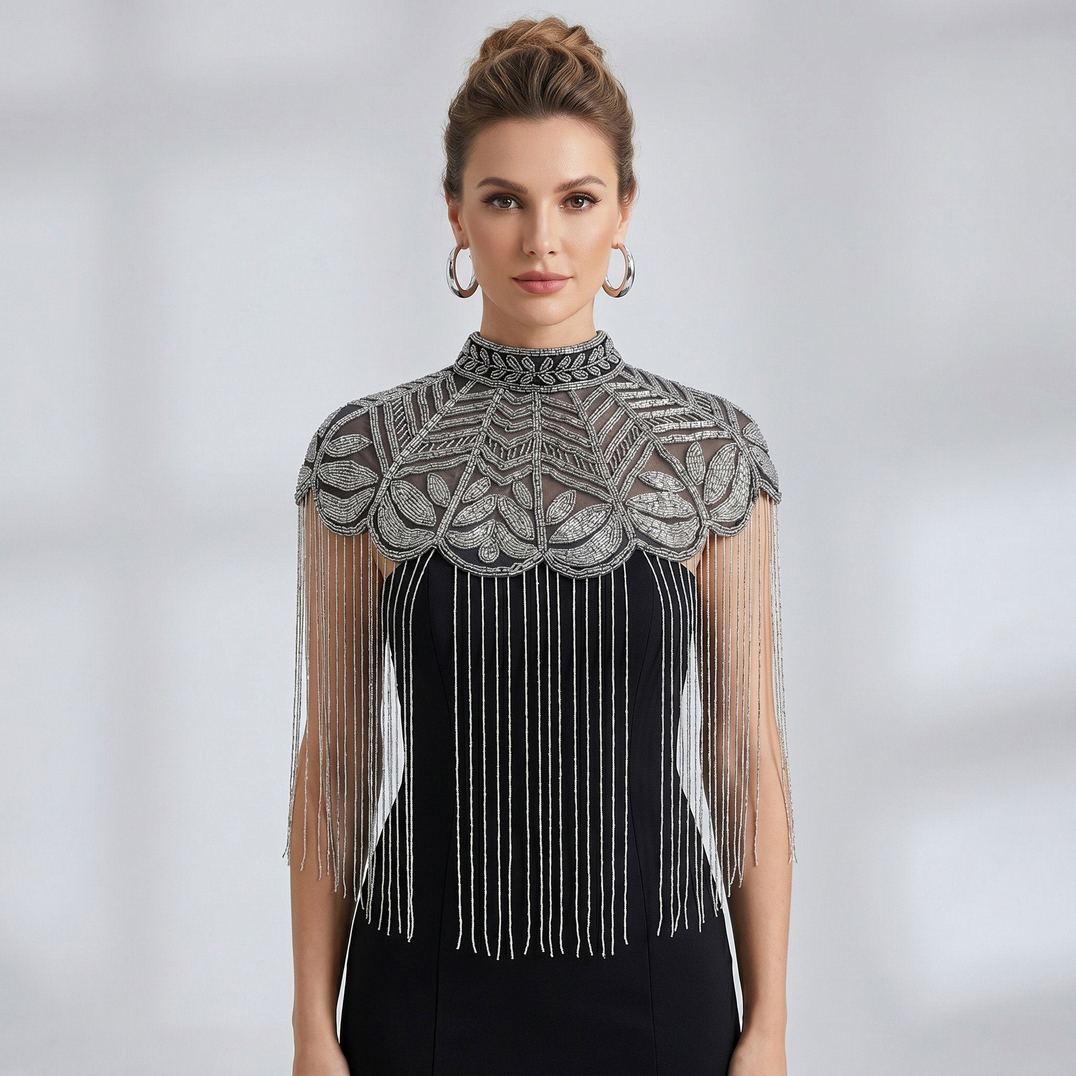 The "Sterling Vine" Beaded Fringe Cape