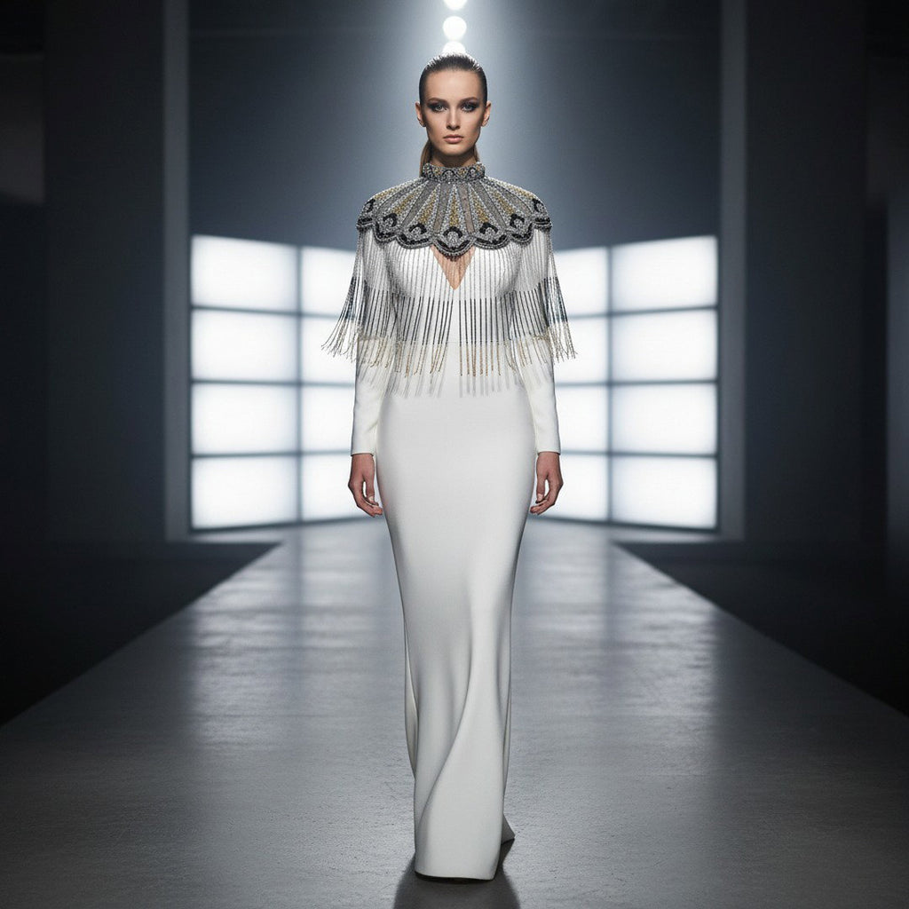 The "Deco Mirage" Silver Ombre Cape