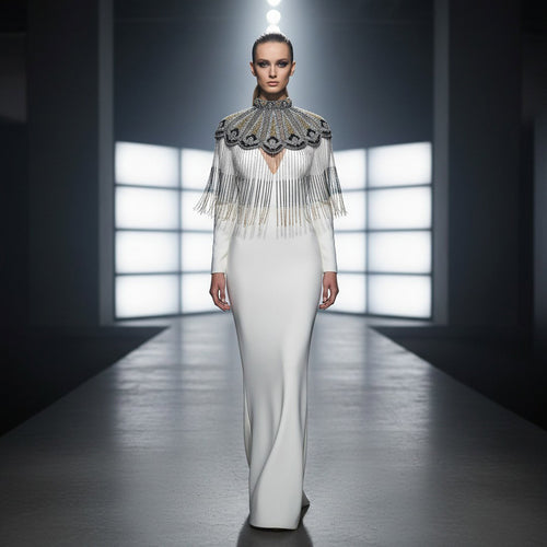 The "Deco Mirage" Silver Ombre Cape